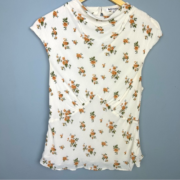 Reformation Bettie floral print high neck top size 10 zip back closure - Picture 5 of 16